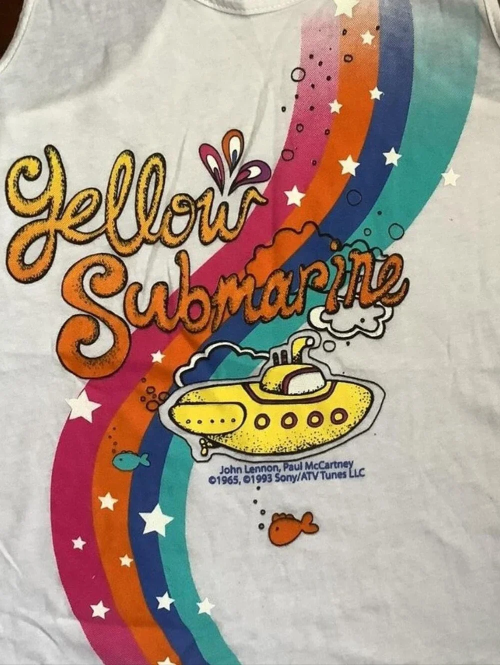 Carbon 38 Women's The Beatles Yellow Submarine White Tank Top | Sz S M